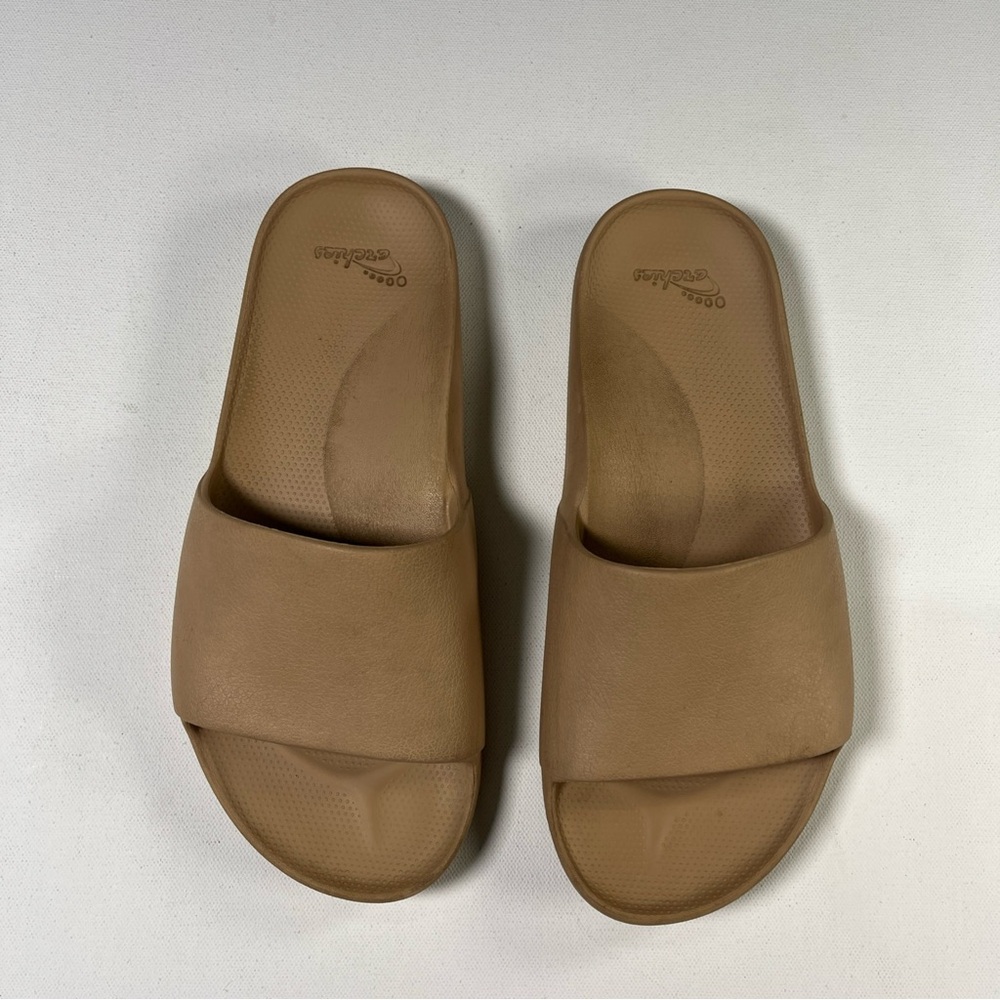 Archie's Arch Support Slide Sandals Tan Taupe Beige Nude Mens 8 Womens 9 - Picture 3 of 13